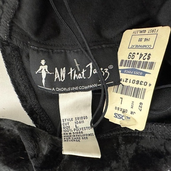 All That Jazz Womens Velvet Cocktail Dress Size L New Black Beaded Choker 90s - Picture 5 of 9